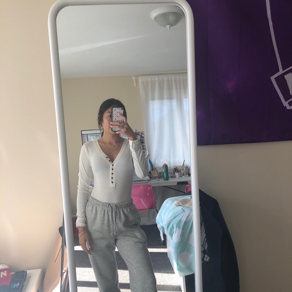 White ribbed Henley bodysuit - Picture 2 of 3